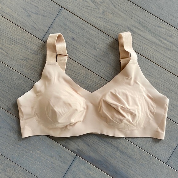 Knix Padded V Neck Evolution Bra Size 4 32C 32D 34C 34D Nude Beige - Picture 1 of 3
